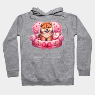 Valentine Chow Chow Dog in Bed Hoodie